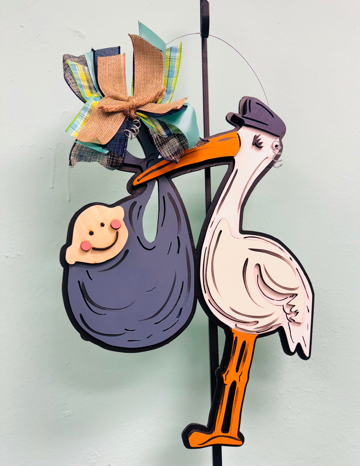 3D stork door sign