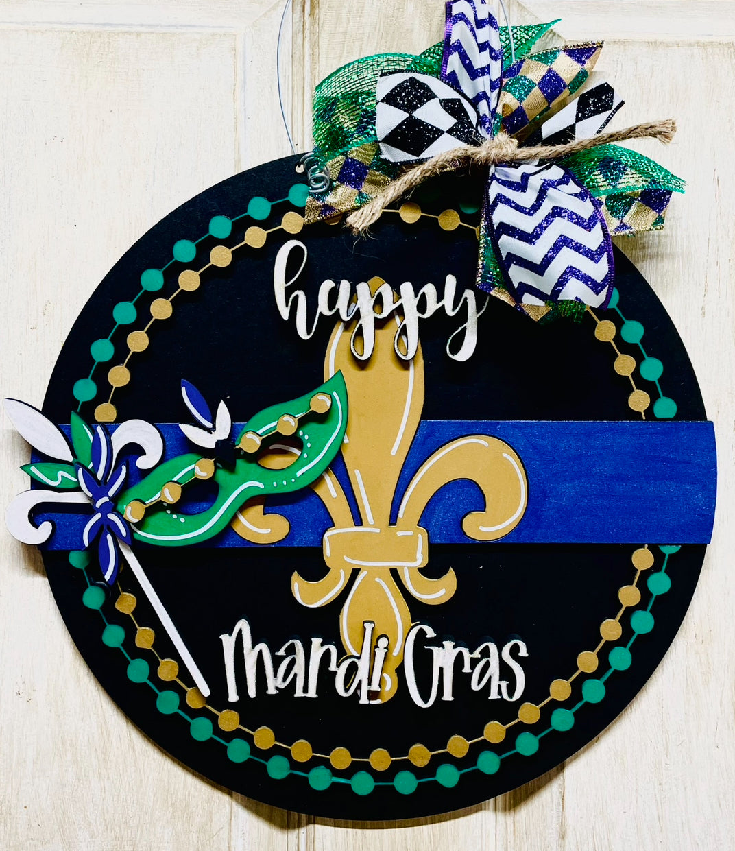 2/12/25 Eve float private party - Mardi gras door hanger (Lisette)