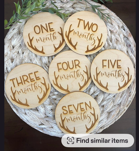 3D Baby deer round milestone discs
