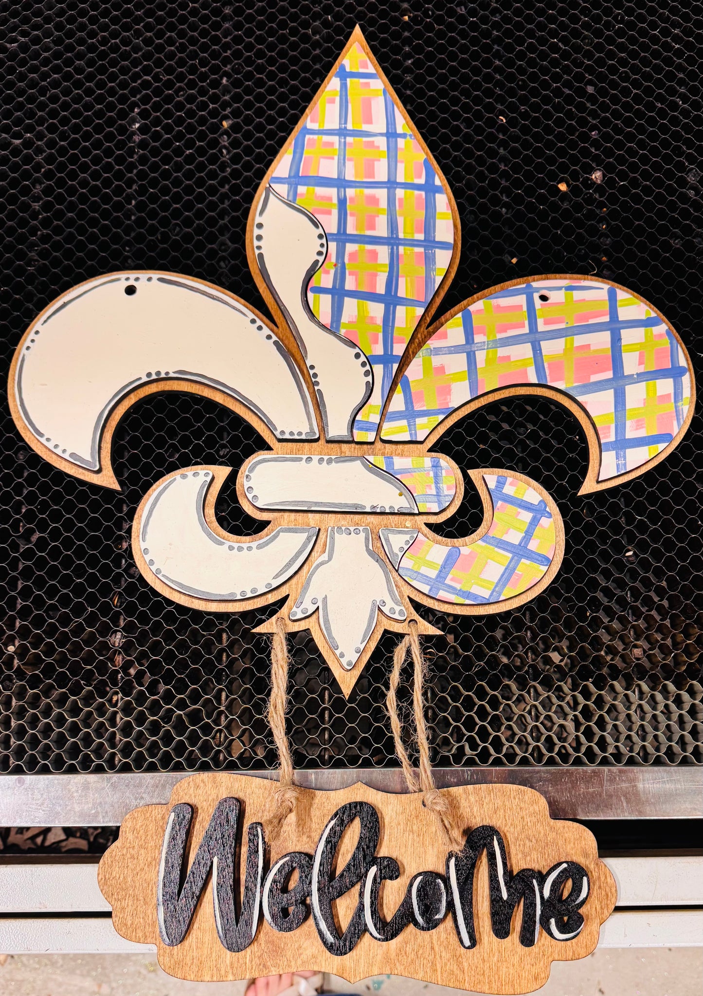 3d interchangeable Split fleur de lis  Door Hanger