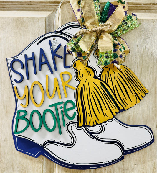 3D Mardi Gras shake your bootie Door Hanger