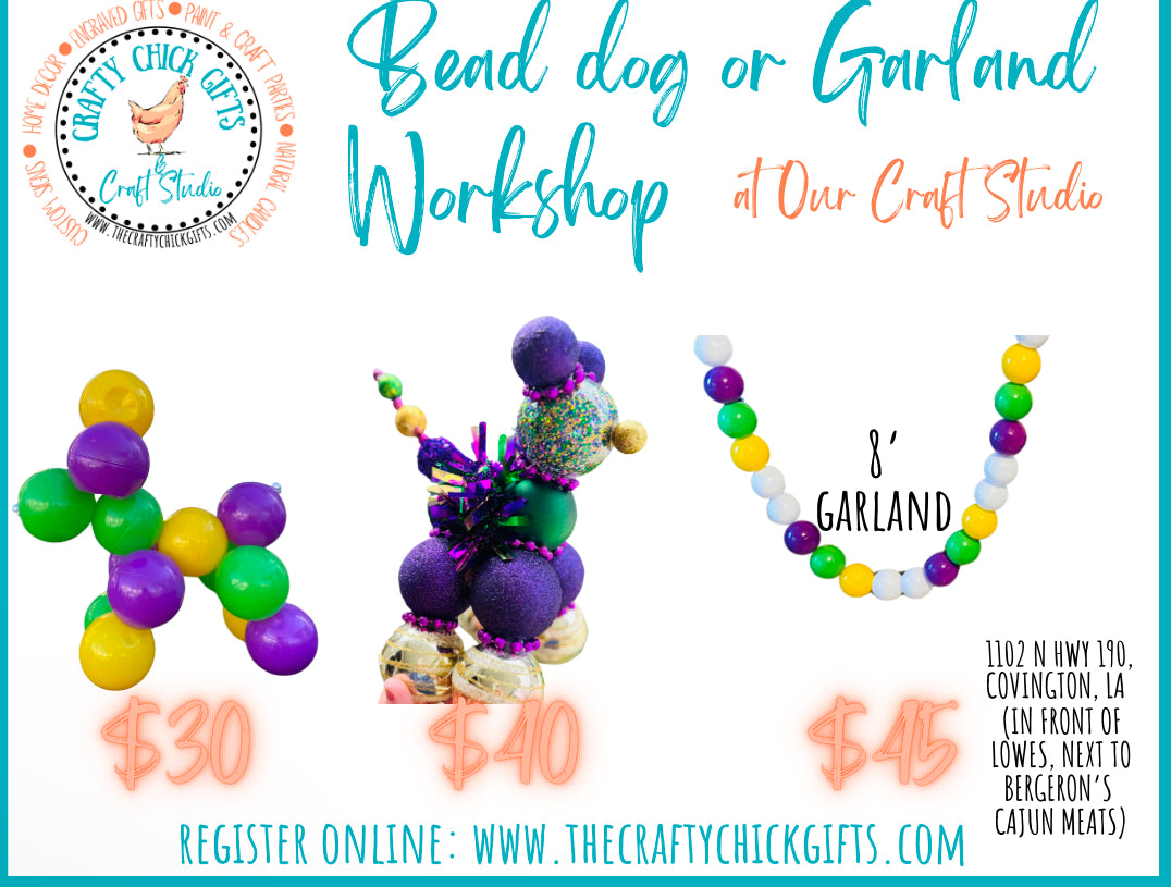 Mardi Gras Bead Dog or House bead garland-MADE TO ORDER