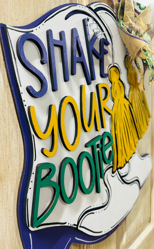 3D Mardi Gras shake your bootie Door Hanger