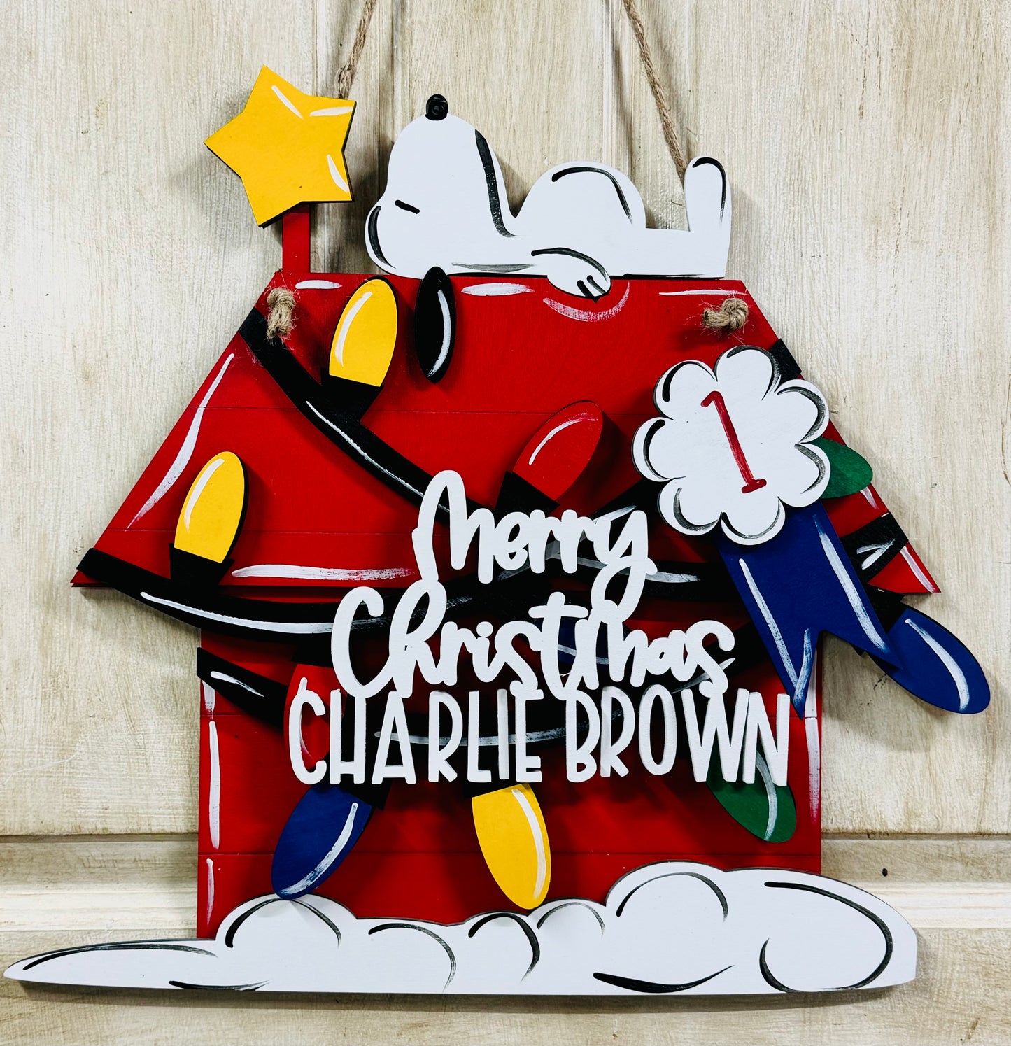 3D snoopy christmas door hanger