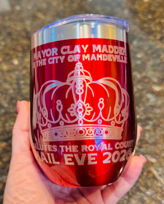 Engraved polar “Red shiny” stemless wine tumbler engraved 12 Oz