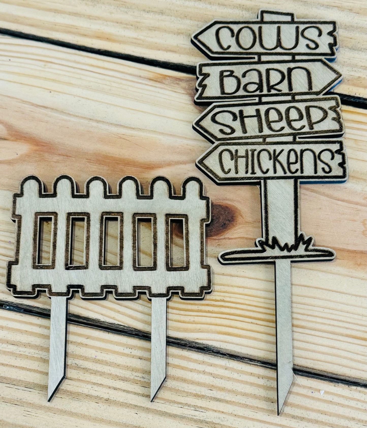 Wood Farm cake toppers