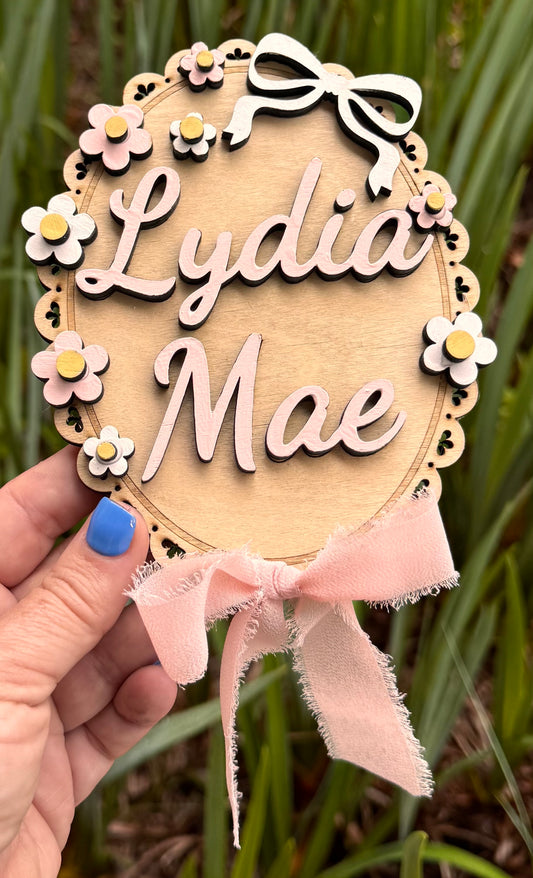 3D Baby birth announcement oval