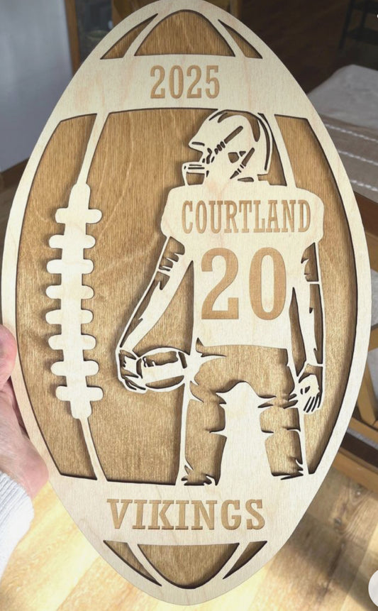3D football player wall or shelf sitter sign
