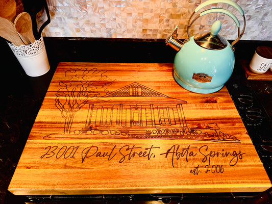 Engraved cutting board 23”x18”x2” to cover stove