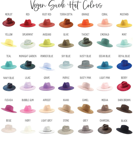 Wide Brim Vegan Suede Hat -lasered