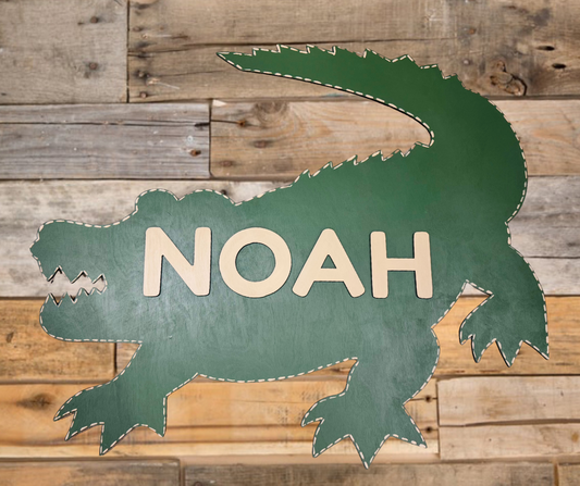 3D Nursery alligator w/name wall sign