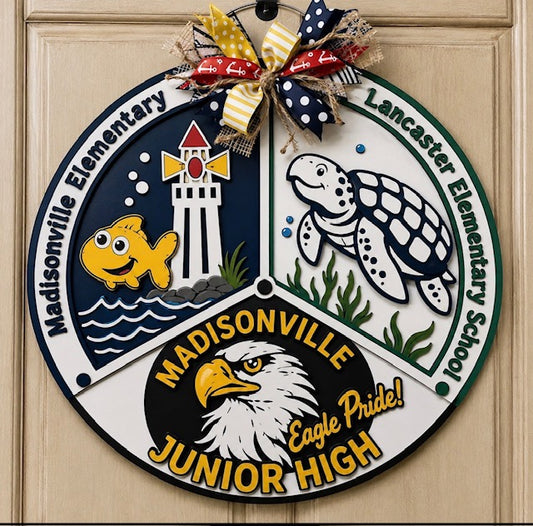 3D MES, LES, MJH School door hanger