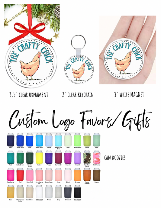 Custom favors (ornaments, keychains, koozies, magnets)