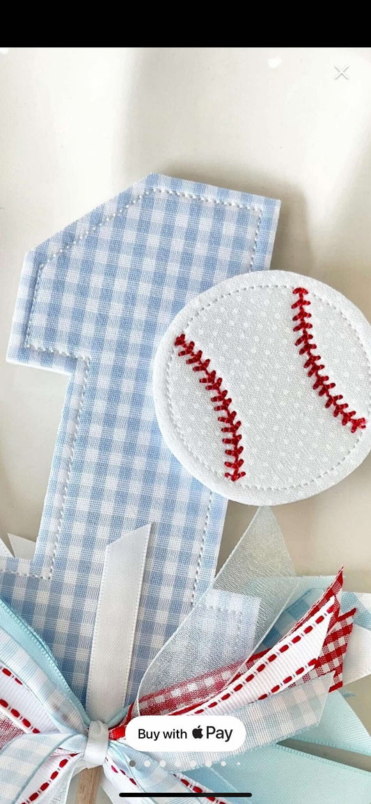 Wood/painted baseball cake toppers