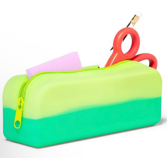 Engraved silicone pencil pouch