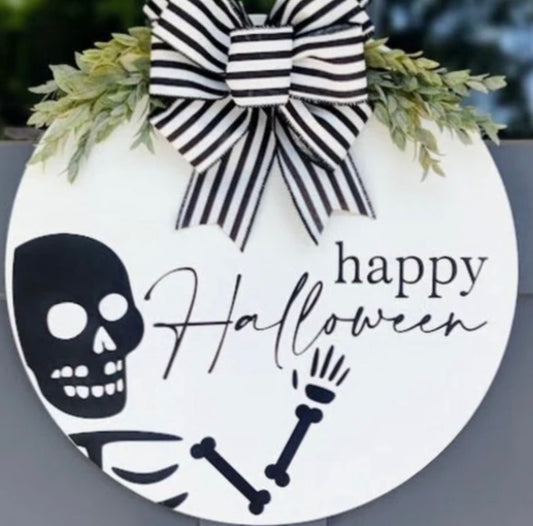 3D Skeleton Happy Halloween  door hanger