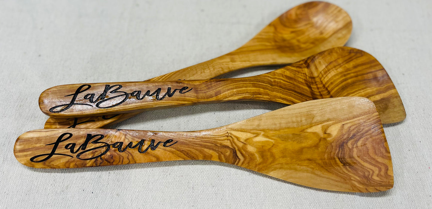 Olive Wood 3 piece utensils-engraved