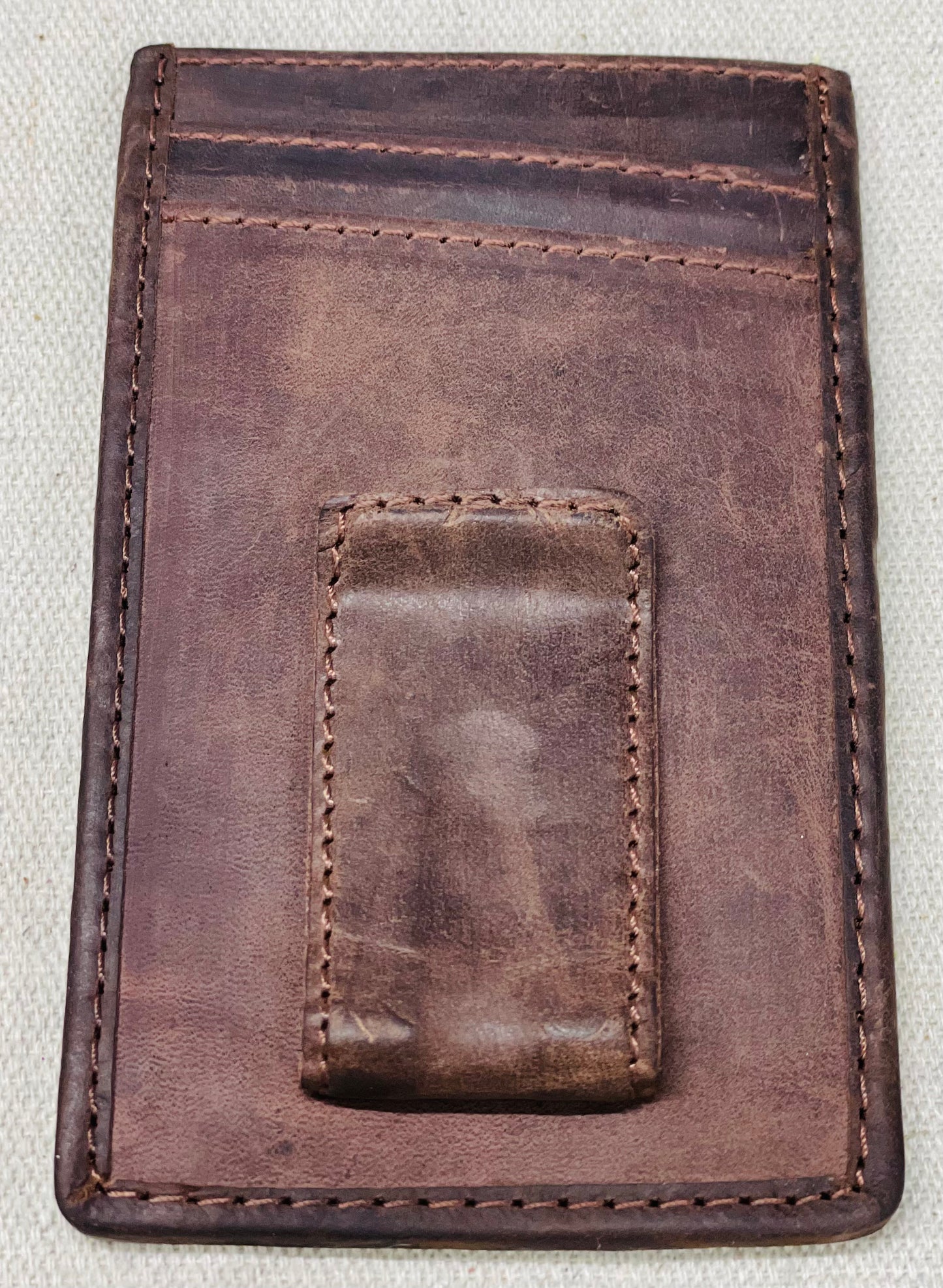 Engraved leather men’s money clip wallet