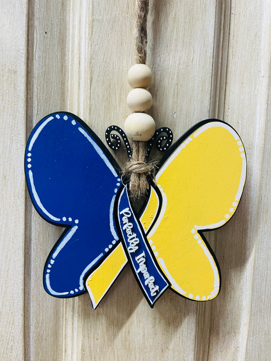 3D Down Syndrome Butterfly Car Charm