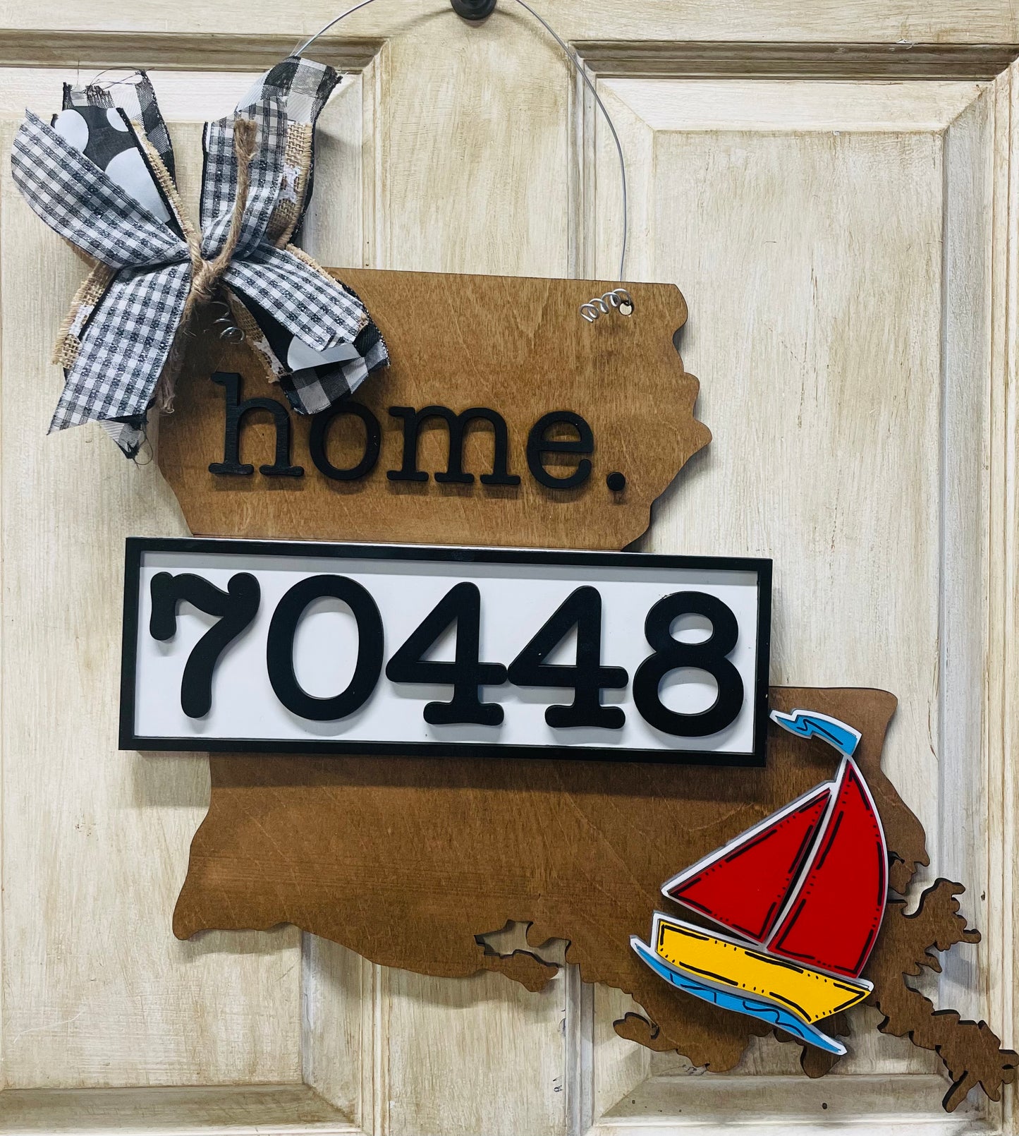 3D Mandeville LA sailboat door sign