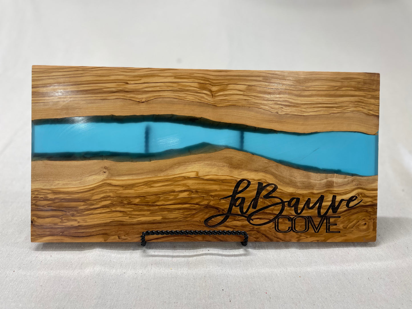 Custom engraved olive wood & resin cutting/serving/display board