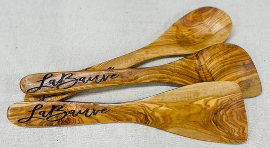 Olive Wood 3 piece utensils-engraved