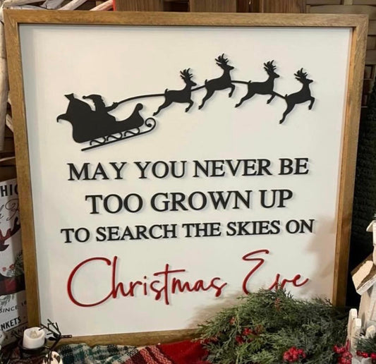 Christmas Eve sign with Santa’s sleigh