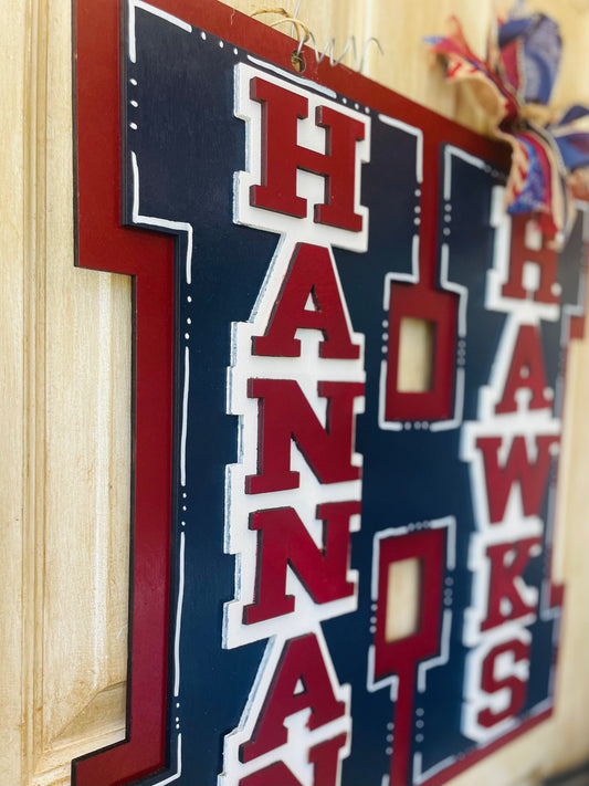 3D Hannan Hawks door sign
