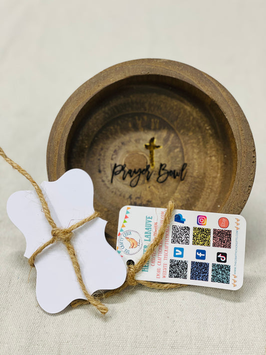 Prayer bowl - dark stained engraved wood dough bowl