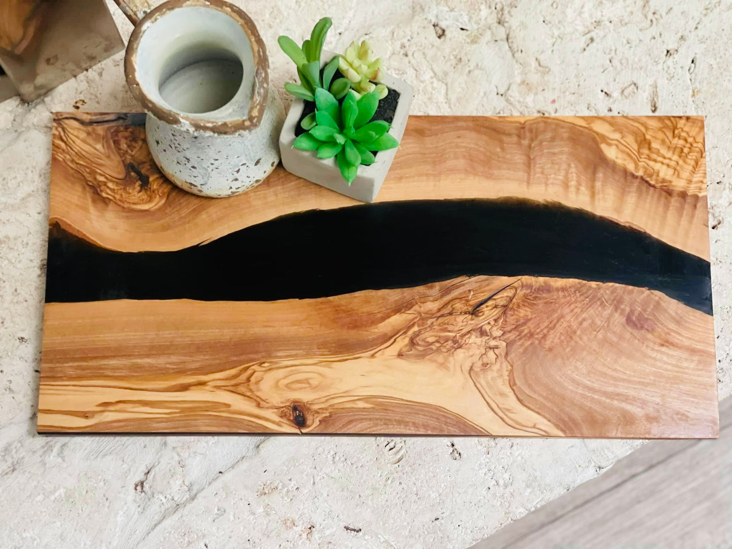 Custom engraved olive wood & resin cutting/serving/display board