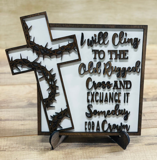 3D EASTER Old Rugged Cross shelf sitter sign