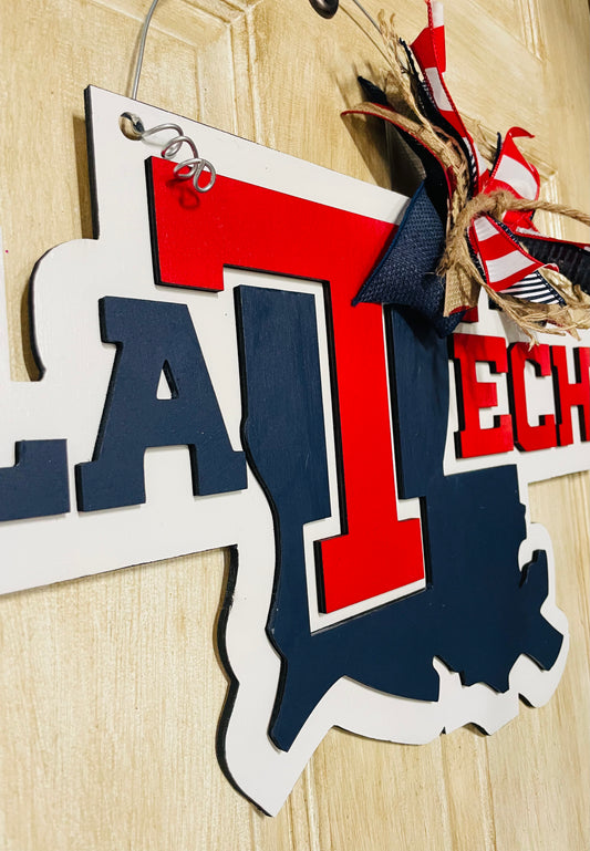 3D Louisiana Tech logo College door sign