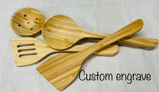 Wood serving utensils