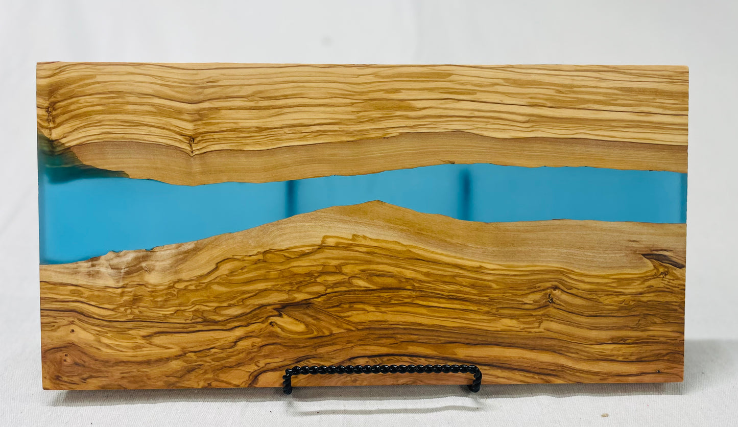 Custom engraved olive wood & resin cutting/serving/display board