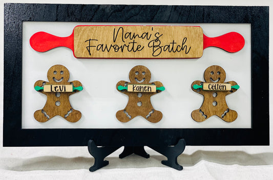 3D Gingerbread Favorite Batch shelf sign 15”