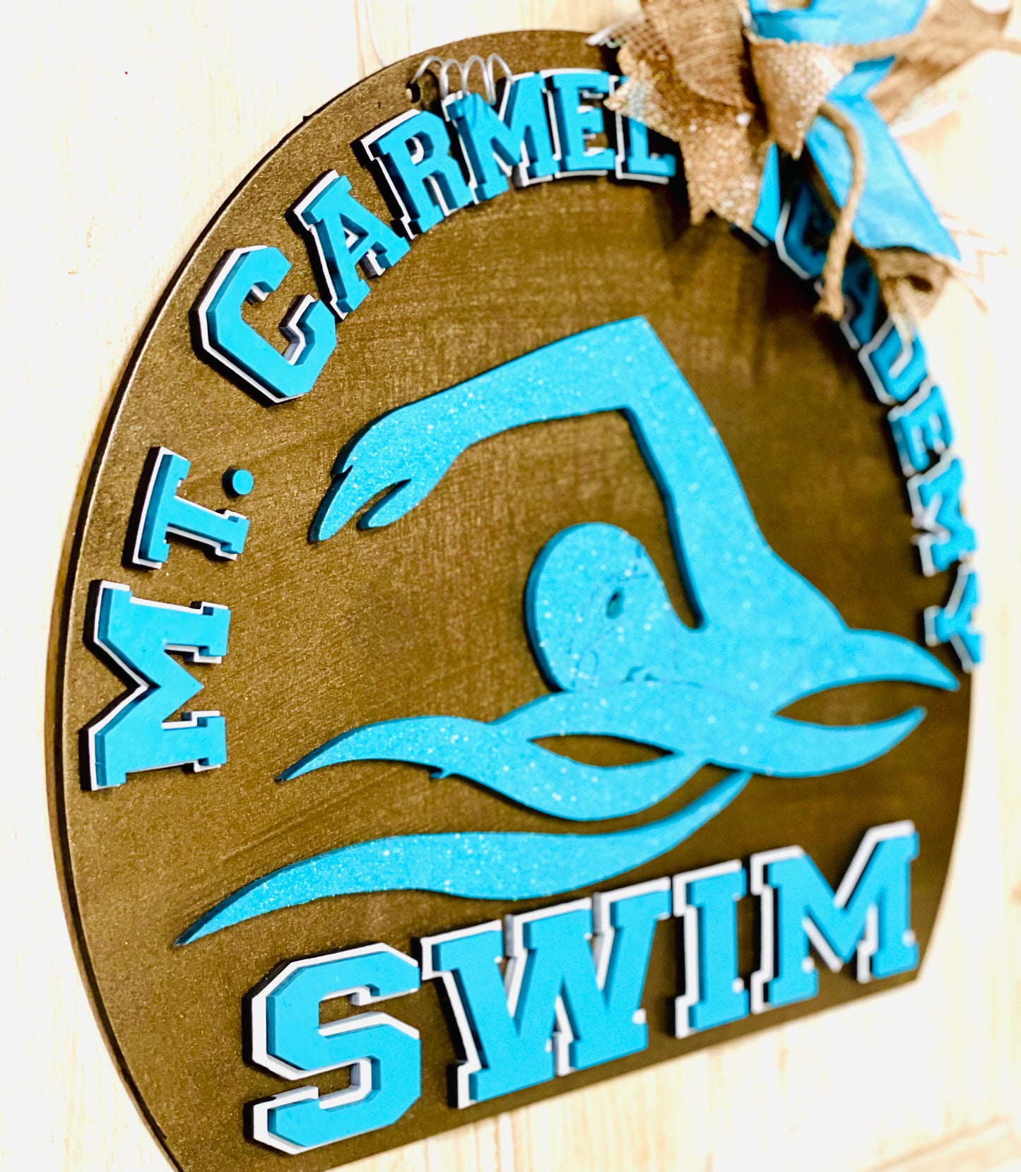 3D Mt. Carmel Academy Swim Team door sign