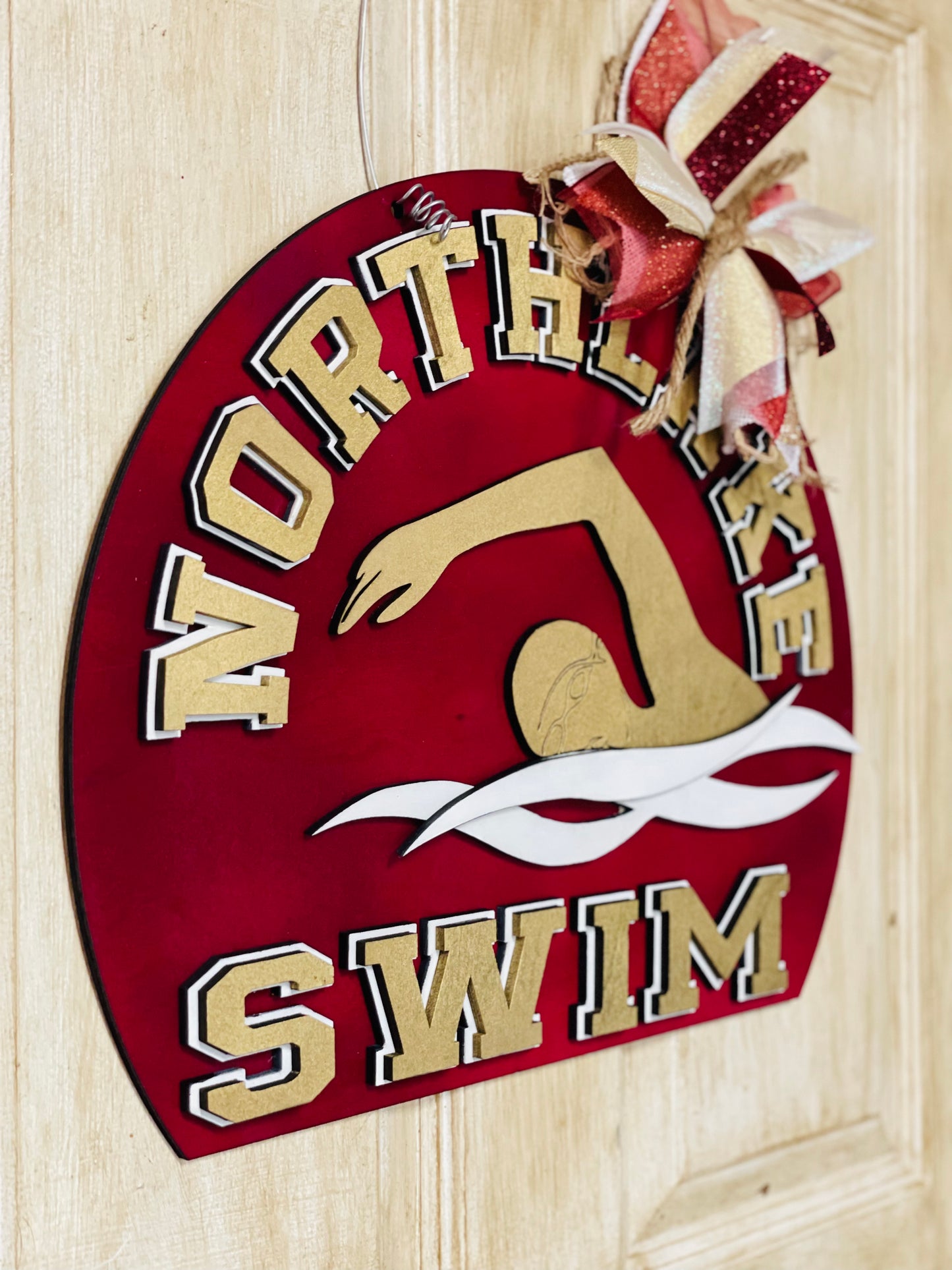 3D Northlake Christian School Swim Team door sign