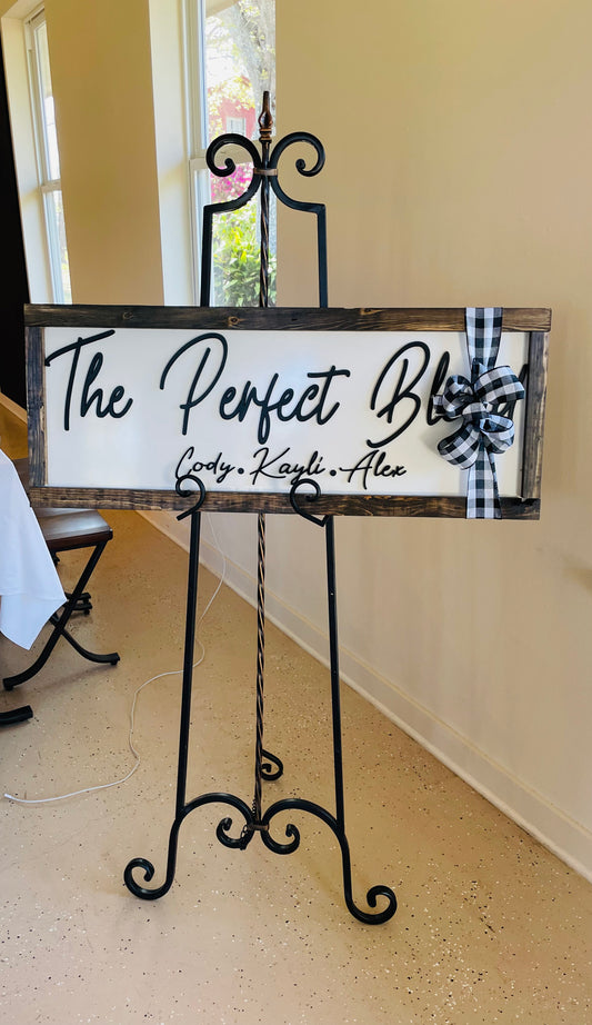 3D THE PERFECT BLEND wedding wall sign 36” wide