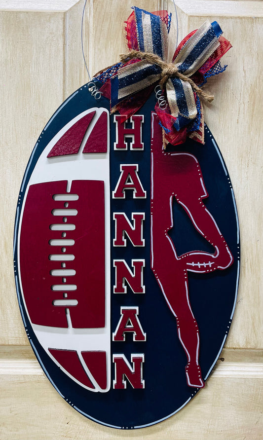 3D Hannan Hawks Football door sign