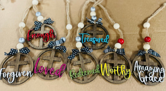 Glittered 3D Affirmation Words Car charms
