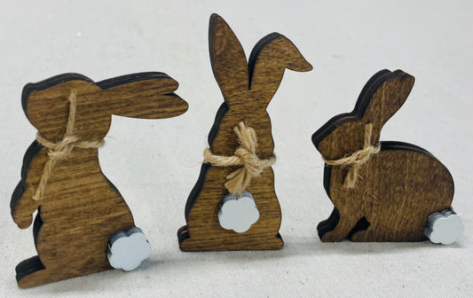 EASTER wood stained bunny shelf sitter