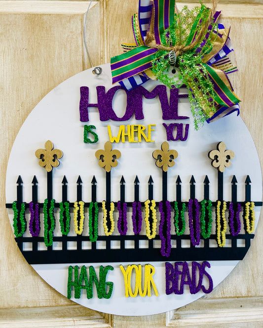 3D Mardi Gras Hang your beads door sign