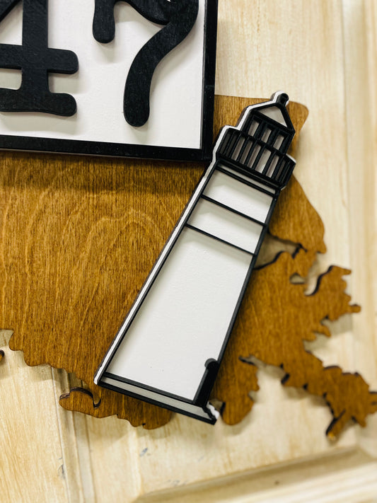 3D Madisonville LA lighthouse door sign