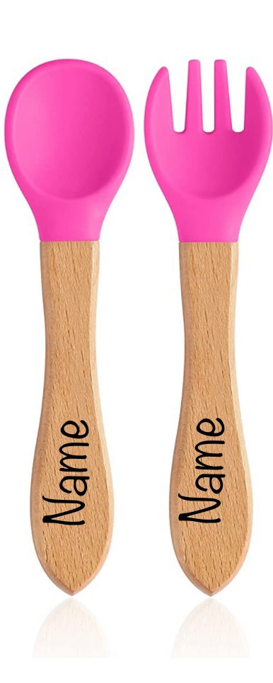 Engraved Baby spoon/fork set