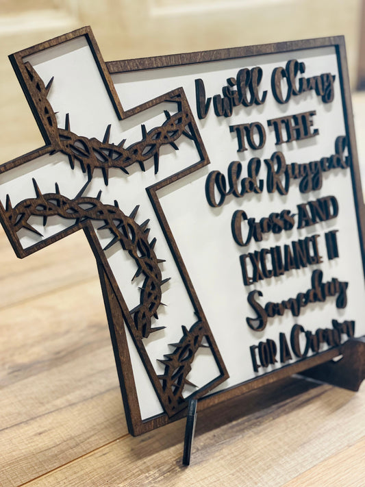 3D EASTER Old Rugged Cross shelf sitter sign