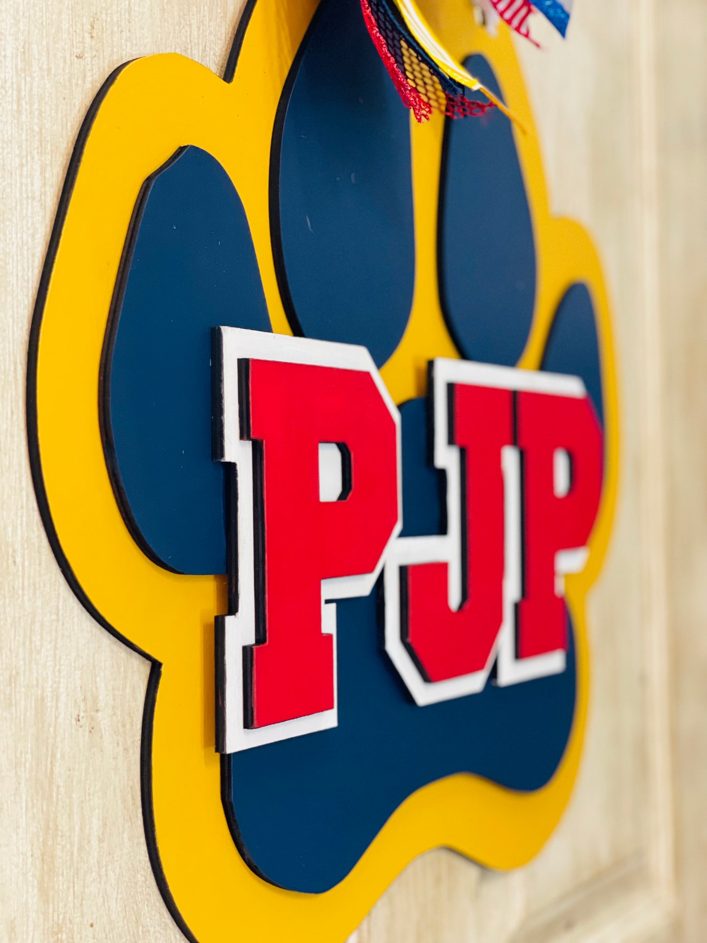 3D Pope John Paul School Paw door sign