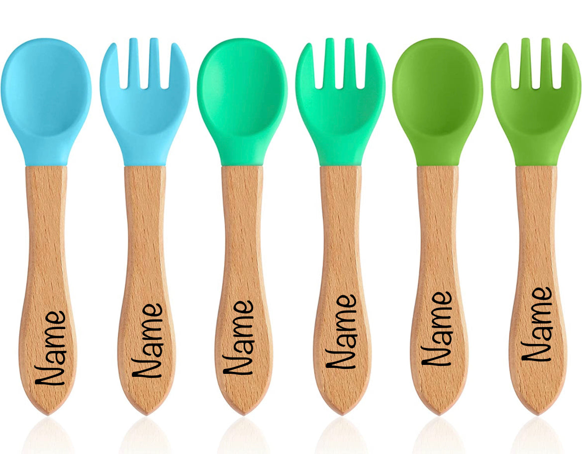 Engraved Baby spoon/fork set