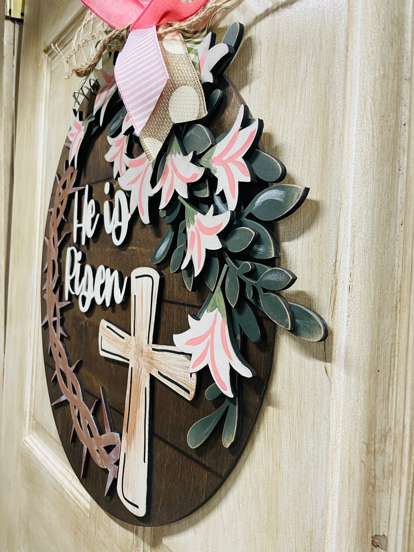 3D EASTER HE IS RISEN door sign