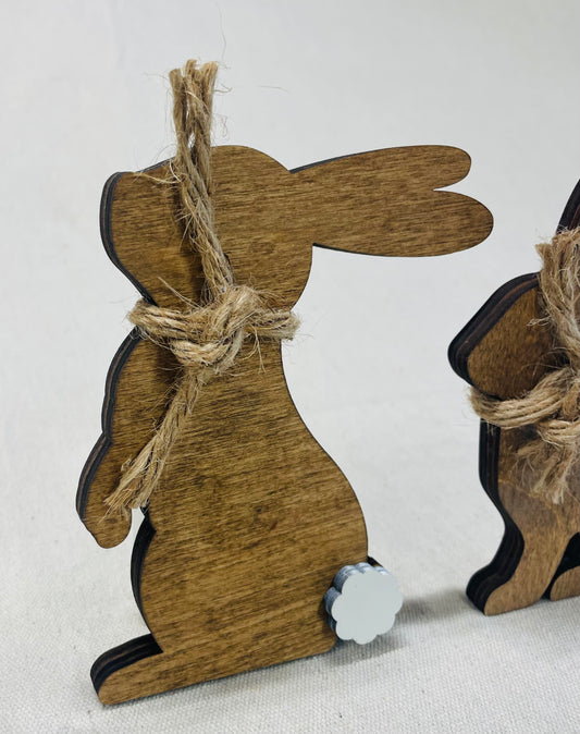 EASTER wood stained bunny shelf sitter