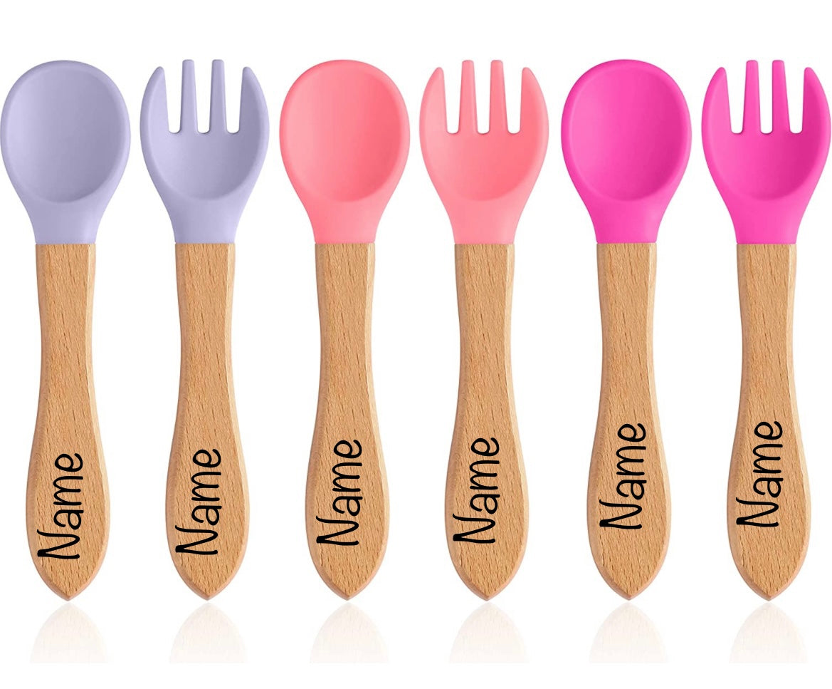 Engraved Baby spoon/fork set